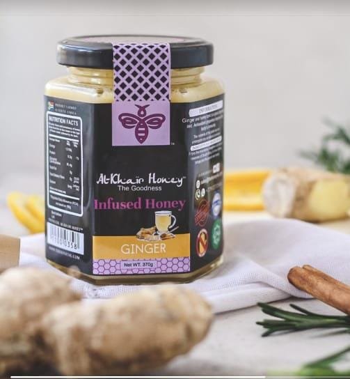 370gm Glass Jar, Ginger Infused Honey